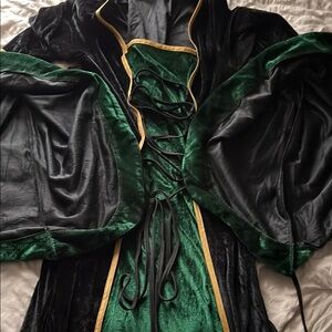 Green and Black Velvet Which Costume with Cape